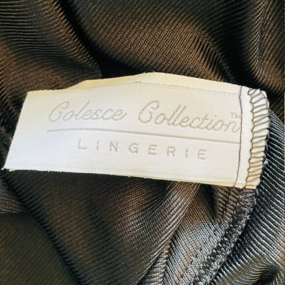 Colesce Collection Vintage 80s Black Gold Sheer Lace Lingerie Maxi Slip Dress 1X - Picture 11 of 12